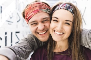 Couple with an outdoor kitchen