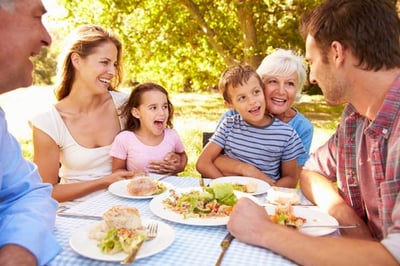 Family enjoying lunch outside