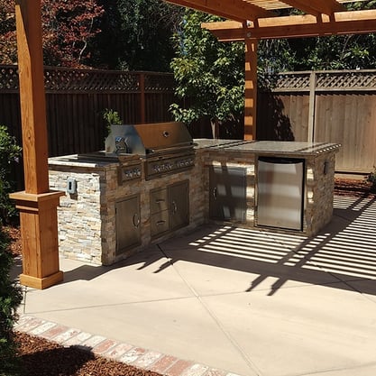 Tiny Backyard Outdoor Kitchen and Pergola in San Jose CA