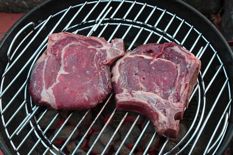 Steaks on a clean grill grate