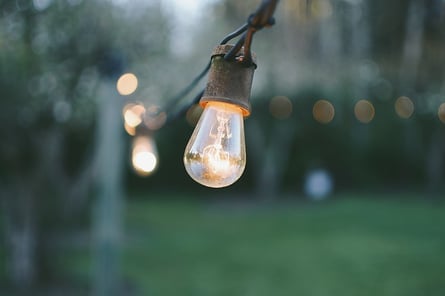 String lighting for outdoor living area