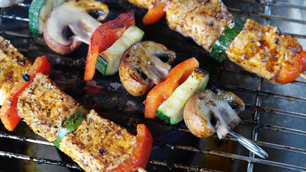Vegetarian food on the grill