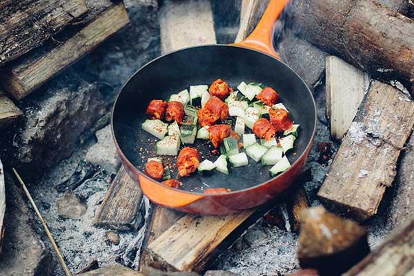 Cooking in an outdoor kitchen